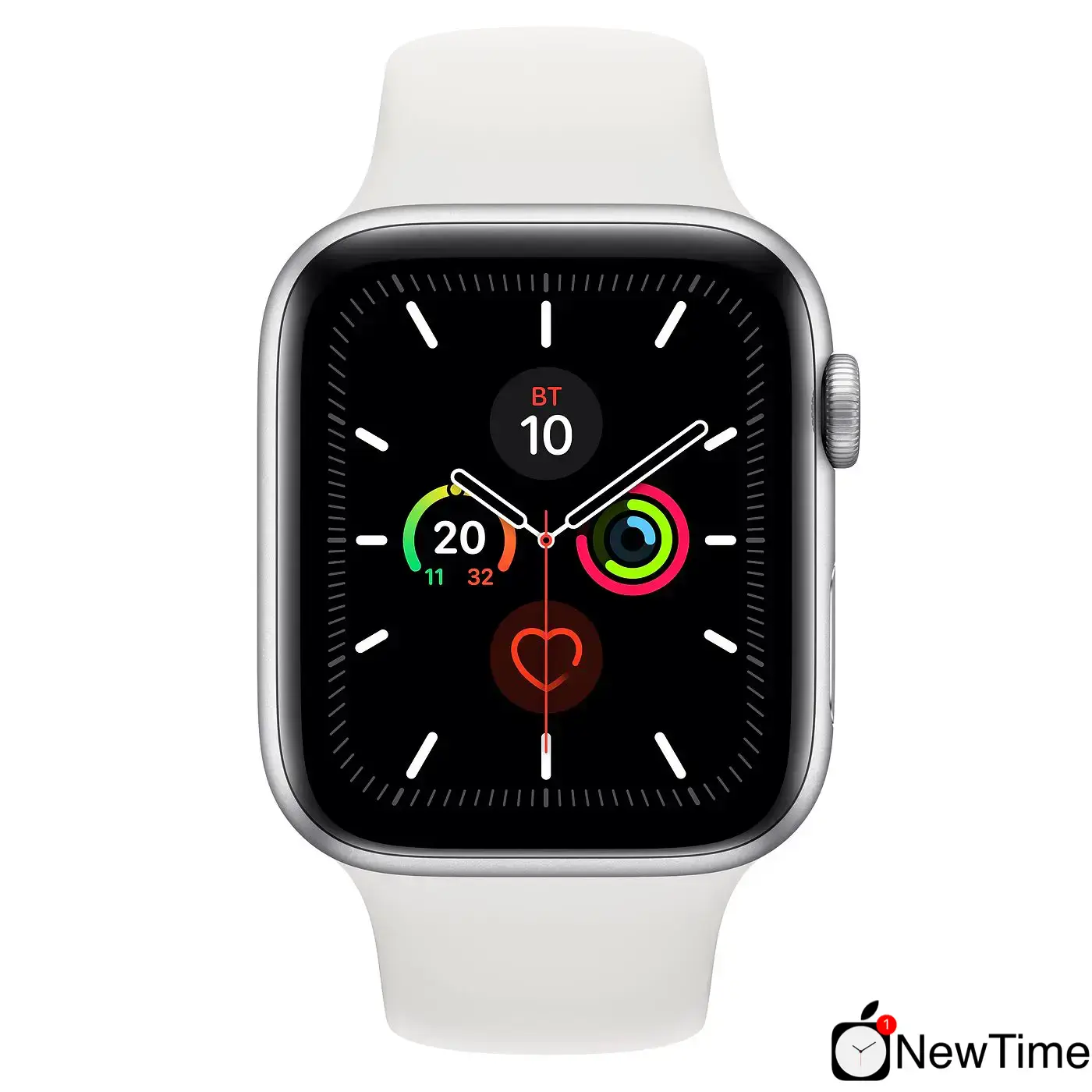 Apple Watch Series 5 GPS 44mm Silver Aluminum Case with White Sport Band (MWVD2)